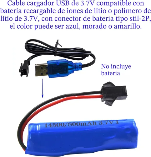 Miniatura 3 de Blomiky Paquete de 2 cables de carga de batería de litio de 3.7 V con enchufe negro SM-2P para algún tipo de mini RC anfibio acrobacias