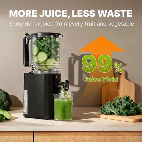 Miniatura 5 de Exprimidor de prensa en frío, máquina extractor de jugo de canal de alimentación de 5.5 pulgadas de ancho, exprimidor de masticación lenta