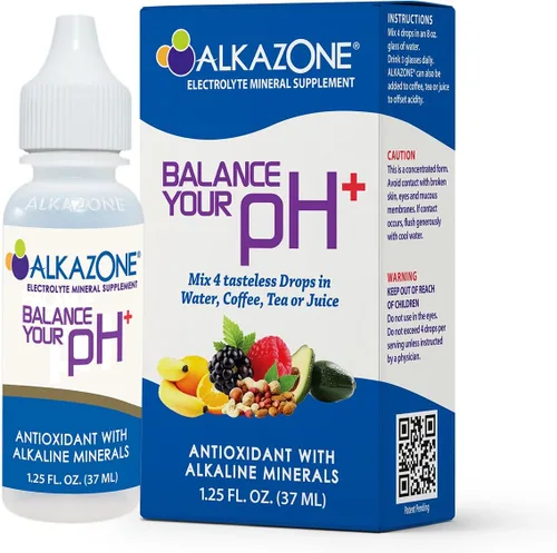 Alkazone Equilibra tu pH (Más) Gotas minerales alcalinas antioxidantes, paquete individual de 1.25 onzas, portátil, produce suministro de agua