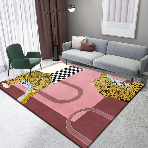 Miniatura 33 de Alfombra de área con estampado de leopardo, 3 x 5 pies, alfombra con estampado de guepardo africano majestuoso y vida silvestre, alfombra de pelo 15