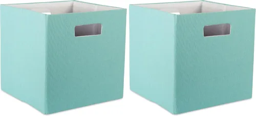 Miniatura 17 de DII Cubo de almacenamiento plegable de poliéster, sólido, ligero y duradero, cuadrado pequeño, 11x11x11 pulgadas, aguamarina