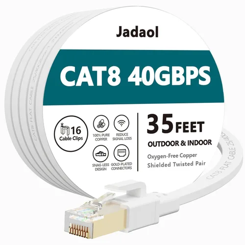 Miniatura 8 de Jadaol Cable Ethernet Cat 8 de 20 pies, 40 Gbps 2000 MHz, cable de conexión LAN RJ45 S/FTP, cable de red Cat8 de alta velocidad para router, módem