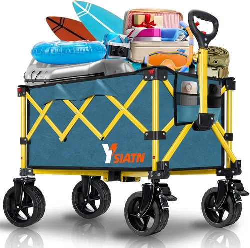 Miniatura 12 de Carrito de Vagón Plegable con Ruedas, Carrito de Vagón Plegable con Ruedas Todo Terreno, Carrito de Comestibles Grande con Ruedas, Vagones Black-6