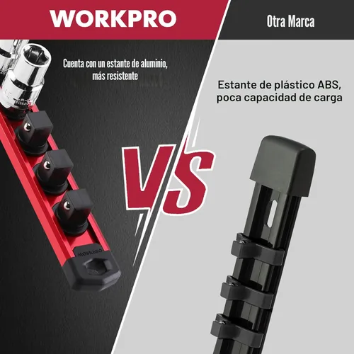 Miniatura 4 de WORKPRO - Organizador magnético de llaves de vaso, riel de llaves de aleación de aluminio de 3/8 de pulgada, soporte de llaves de gran resistencia