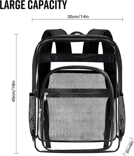 Miniatura 2 de Mochila transparente, mochila transparente grande y resistente de forma robusta, C-transparente., Grande, Transparente