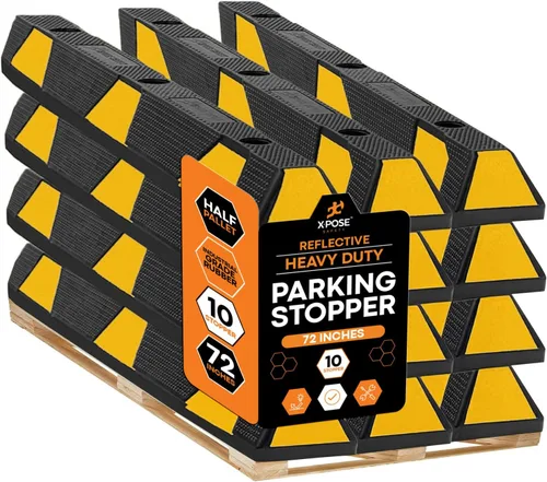 Miniatura 28 de Xpose Safety Tope de goma resistente de 22 pulgadas para estacionamiento, paquete de 2 bloques de ruedas para garaje, entrada o rampa, tope