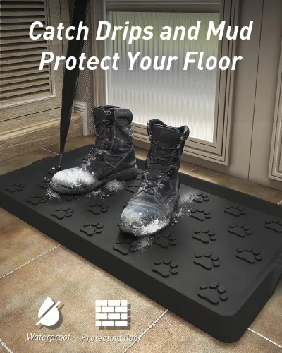 Miniatura 5 de SUPENUIN Bandeja de botas con patrón de patas para entrada, alfombrillas de goma impermeables para perros, bandeja multiusos para entrada