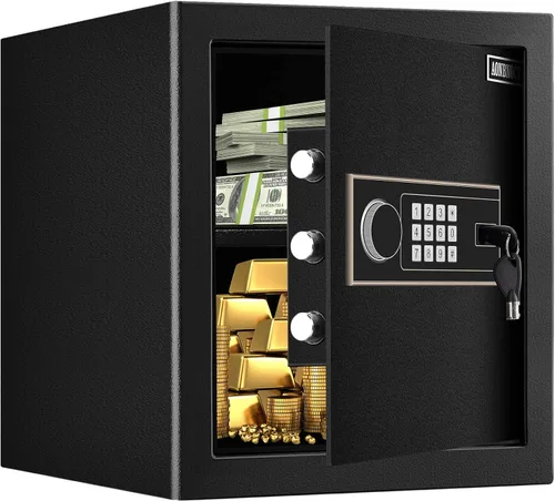 Caja de seguridad para el hogar de 1.5 pies cúbicos ignífuga e impermeable, caja de seguridad con teclado digital, caja de seguridad para armas de