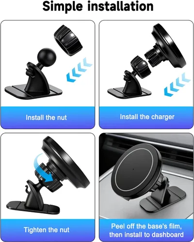 Miniatura 9 de Cargador de coche MagSafe, cargador inalámbrico magnético de carga rápida de 15 W, [imán ultra de 3000 gf] Soporte magnético para teléfono para tu
