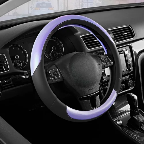 Road Comforts Funda para Volante – Funda para Volante de Cuero Transpirable, Agarre Antideslizante, Ajuste Universal de 14.5" a 15", Resistente al