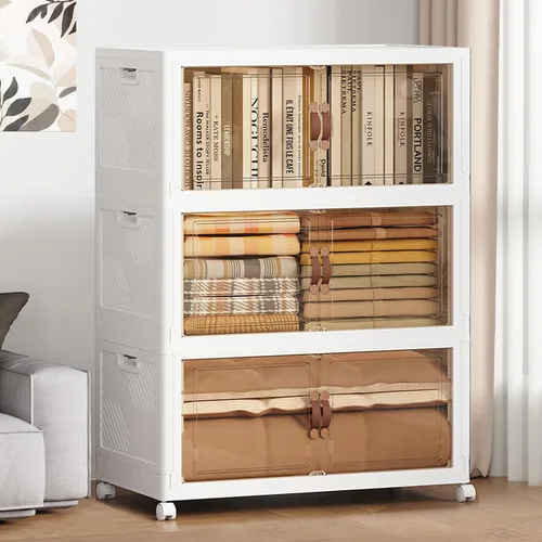 Miniatura 14 de SAILUN 321QT/80Gal Contenedores de almacenamiento apilables con tapa, contenedores de almacenamiento plegables con puertas, armario plegable