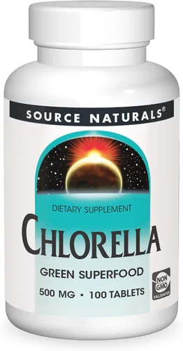 Source Naturals Chlorella 500 mg Superalimento verde, tabletas B12-100 a base de plantas