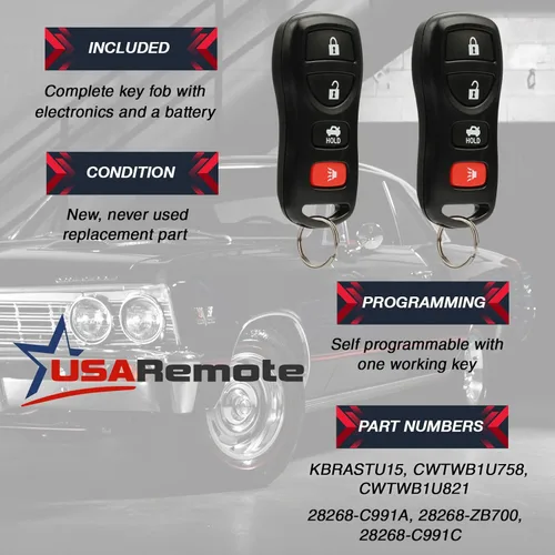 Miniatura 3 de Llavero de control remoto de entrada sin llave compatible con Nissan Altima Maxima 350Z Armada Quest Sentra / Infiniti EX35 FX35 FX45 G35 I35 Q45