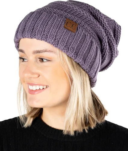 Miniatura 366 de Funky Junque Gorro de moda de punto trenzado de talla extragrande, grueso, abrigado, suave y holgado