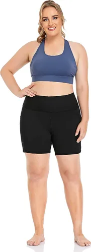 Miniatura 5 de ZERDOCEAN Pantalones cortos de ciclismo para mujer, talla grande, de 8 a 5 pulgadas, cintura alta, para yoga, entrenamiento, deportes, atletismo