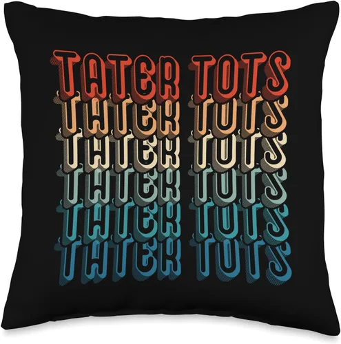 Tater Tot Potato Life Apparel Tater Tot - Almohada de regalo de patatas divertidas, retro, vintage, 16.0 x 16.0 in, multicolor