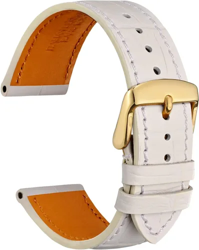 Miniatura 13 de WOCCI - Correas para reloj de cuero italiano, grano de cocodrilo en relieve, elige color y ancho 14 mm 18 mm 19 mm 20 mm 21 mm 22 mm, Negro