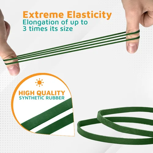 Miniatura 3 de PlasticMill Bandas de goma verde oscuro tamaño 33 (3 1/2" x 1/8") - #33 Bandas de goma de colores suministros de oficina - Bandas fuertes