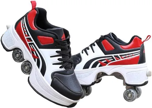Miniatura 10 de Rueda de deformación de doble hilera Zapatos para caminar automáticos Deformación invisible Patín de ruedas 2 en 1 Patines de polea extraíble
