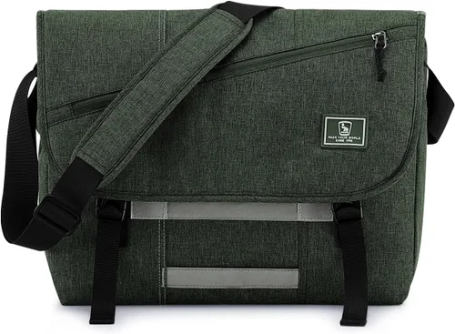 Miniatura 13 de OIWAS Bolsa tipo mensajero para hombre, 14 pulgadas, bolsa cruzada para computadora portátil, bolsa de hombro, bolsa de hombro para universidad