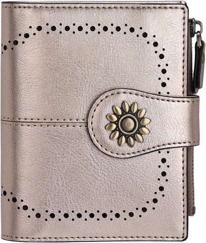 Miniatura 32 de Lavemi Cartera de Piel para Mujer Pequeña Compacta con Bloqueo RFID Estuche para Tarjetas de Crédito Monedero con Bolsillo con Cremallera Small