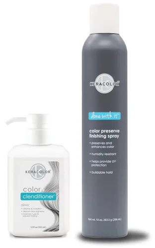 Miniatura 17 de KERACOLOR Kit de 3 en 1 (Limpieza + Acondicionador + Color) Tinte semipermanente azul para el cabello y acabado en aerosol para el cabello, 10 onzas
