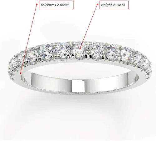 Miniatura 4 de Anillo de diamantes de oro blanco natural de 14 quilates para mujer, aniversario de boda, banda fina apilable de 12 quilates