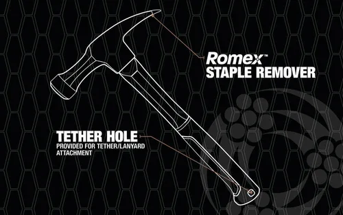 Miniatura 3 de Southwire Bmeh-18 - Martillo para electricista Romex de alta resistencia; removedor de grapas Romex; agujero de sujeción para mayor seguridad