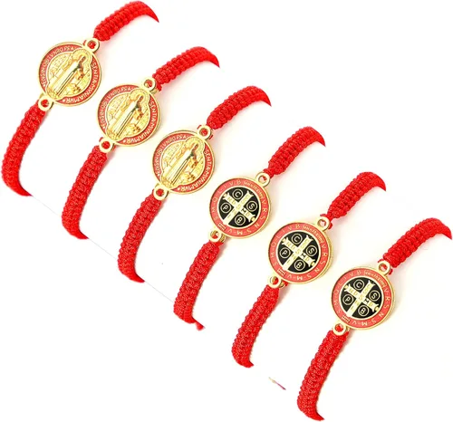 Pulseras de rosario de 612 piezas de Virgen María, San Benito y San Judas Tadeo, regalo para mujeres, hombres, niños pequeños y niñas, cristal
