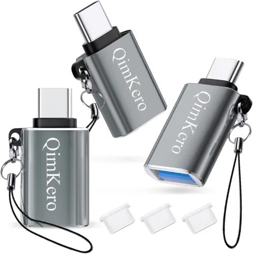 QimKero Paquete de 3 adaptadores USB C a USB, adaptador USB C macho a USB 3.0 hembra, convertidor OTG Thunderbolt 4 tipo C, convertidor para iPhone
