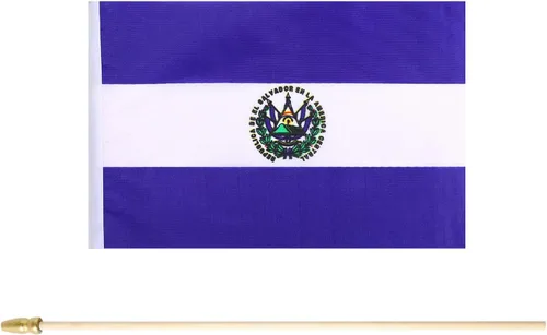 Miniatura 4 de Paquete de 5 mini banderas de mano de madera de El Salvador, adecuadas para varias fiestas de vacaciones, Copa del Mundo, Día Nacional y Día