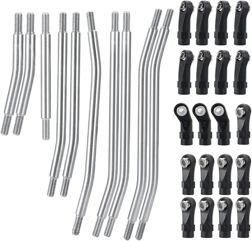 Miniatura 9 de RCHUBAM - Kit de extremo de varilla de enlace de acero inoxidable de 12.323 in distancia entre ejes para 1/10 Axial TRX TRX4 RC Crawler Car