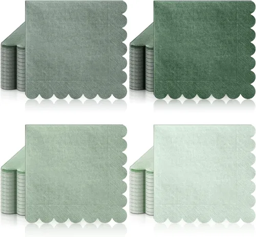 Miniatura 16 de Zhanmai 100 paquetes de servilletas de cóctel 5 x 5 pulgadas, servilletas con bordes festoneados, papel de color degradado para bebidas con bordes