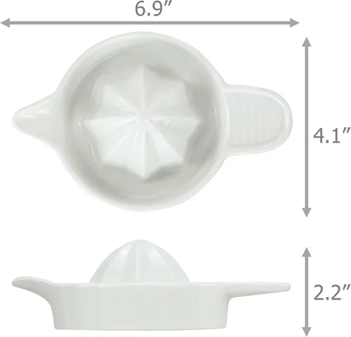 Miniatura 6 de EIKS Exprimidor manual de cerámica para exprimir cítricos, limón, naranja, pomelos, frutas, paquete con cuchara y cepillo de limpieza