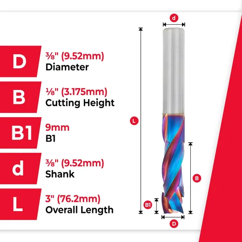 Miniatura 4 de Amana Tool Spektra Extreme Tool Life - Broca de router espiral de compresión CNC de carburo sólido, 46010-K, 3/8 D x 1-1/8 CH x 3/8 vástago x 3