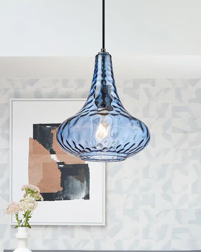 Miniatura 9 de AUTELO Luces Colgantes Azules para Isla de Cocina, Luces Colgantes de Vidrio Martelado de 25.4 cm, Modernas Luminarias Colgantes con Acabado
