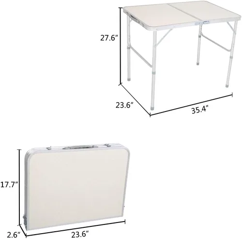 Miniatura 3 de Mesa de picnic plegable, 35.43 x 23.62 x 27.56 pulgadas, mesa plegable de aluminio ligera, mesa de campamento de aluminio, mesa portátil