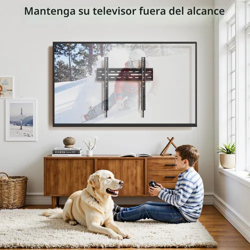 Miniatura 5 de Soporte de pared fijo para TV para la mayoría de pantallas de 26 a 60 pulgadas, soporte de TV de perfil bajo con bloqueo de liberación rápida