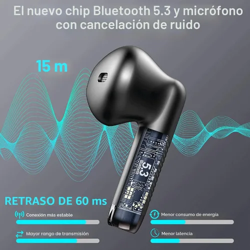 Miniatura 2 de Auriculares inalámbricos, auriculares Bluetooth 5.4 con graves estéreo, auriculares Bluetooth en el oído con cancelación de ruido y micrófono