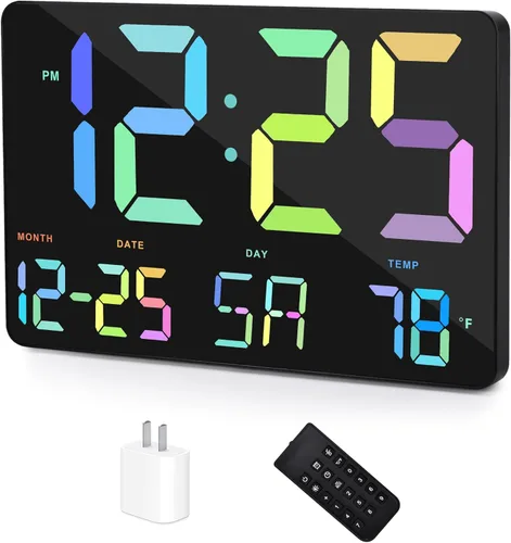 Miniatura 13 de Amgico Reloj despertador digital con repetición, temperatura, atenuación automática, calendario de pantalla grande de 11.5 pulgadas, reloj