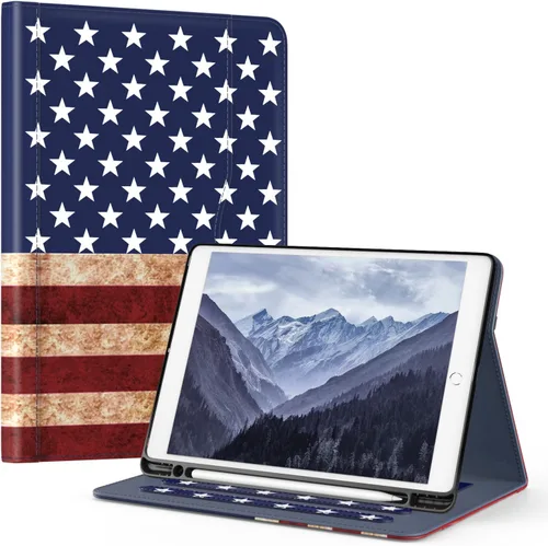 Miniatura 23 de OKP Funda para iPad de 9ª generación 2021/8ª generación 2020/7ª generación 2019 de 10.2 pulgadas, funda con visión multiángulo, cuero PU con soporte