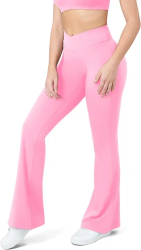 Miniatura 18 de HEGALY Pantalones de yoga acampanados para mujer, leggings cruzados, suaves, de cintura alta, pantalones casuales de entrenamiento con corte de bota