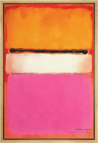 SIGNLEADER Lienzo enmarcado para pared, bloques de color geométricos retro multicolor vibrantes, ilustraciones de formas abstractas, arte moderno,