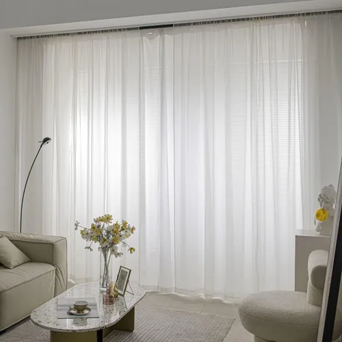 Miniatura 9 de Cortinas semitransparentes para ventanas de 50 pulgadas de largo, 52 pulgadas de ancho, juego de 2 paneles de cortinas traslúcidas, bolsillo