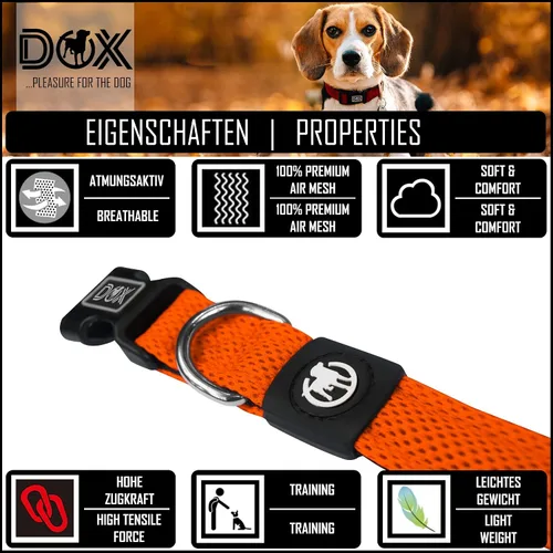 Miniatura 3 de DDOXX Airmesh - Collar para perro, collares fuertes y ajustables para perros, XS (naranja)