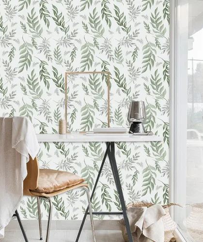 Miniatura 2 de Nuwallpaper - Papel de contacto adhesivo decorativo extraíble con diseño de hojas verdes modernas, diseño floral, 17.7 x 118.1 pulgadas