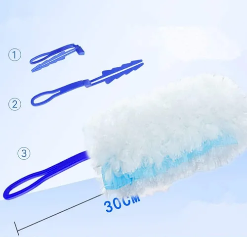 Miniatura 4 de Kit de repuestos de plumero de 360 grados para múltiples superficies (1 mango largo a + 1 mango corto + 12 repuestos de plumero)