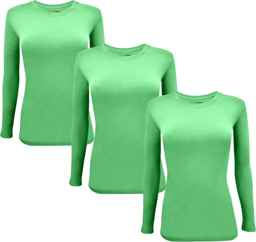 Miniatura 141 de Natural Uniforms Camiseta Under Scrub para mujer, cuello redondo, manga larga, paquete de 3, paquete múltiple de 3
