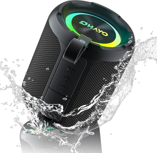 OHAYO 40W - Altavoz Bluetooth inalámbrico portátil con luces, IPX7 impermeable, sonido fuerte, luces RGB, emparejamiento TWS, entrada AUX y TF-Card,