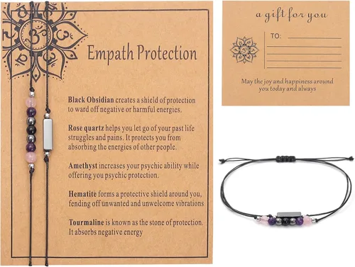 Miniatura 30 de Pulsera de protección, protección empática, cristales de obsidiana negra y pulsera de piedras curativas para mujeres, suerte, ansiedad y pulsera